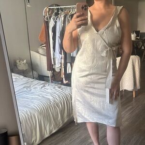 Marni Shimmering Cream Wrap Midi Dress